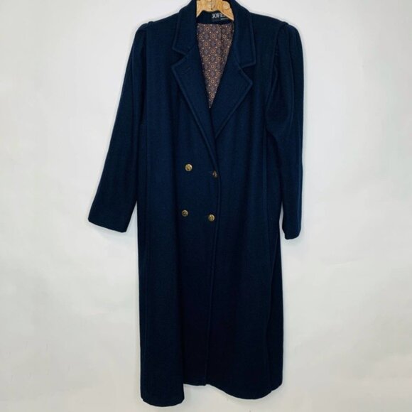 Vintage Navy Blue Wool Top Coat Dress Coat Sz Medium Union Made - Picture 1 of 14